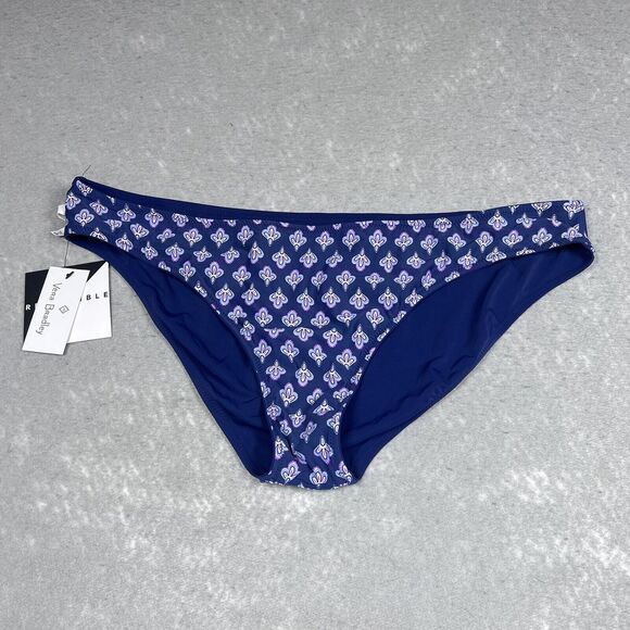 Vera Bradley Swim Bottom X-Large 16/18 Blue White Reversible Bikini Swimsuit NWT - Picture 1 of 9